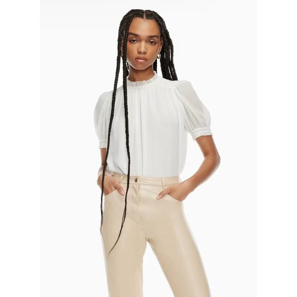 Wilfred Wuthering Blouse Smocked Chiffon Light Burch - M - Picture 3 of 6